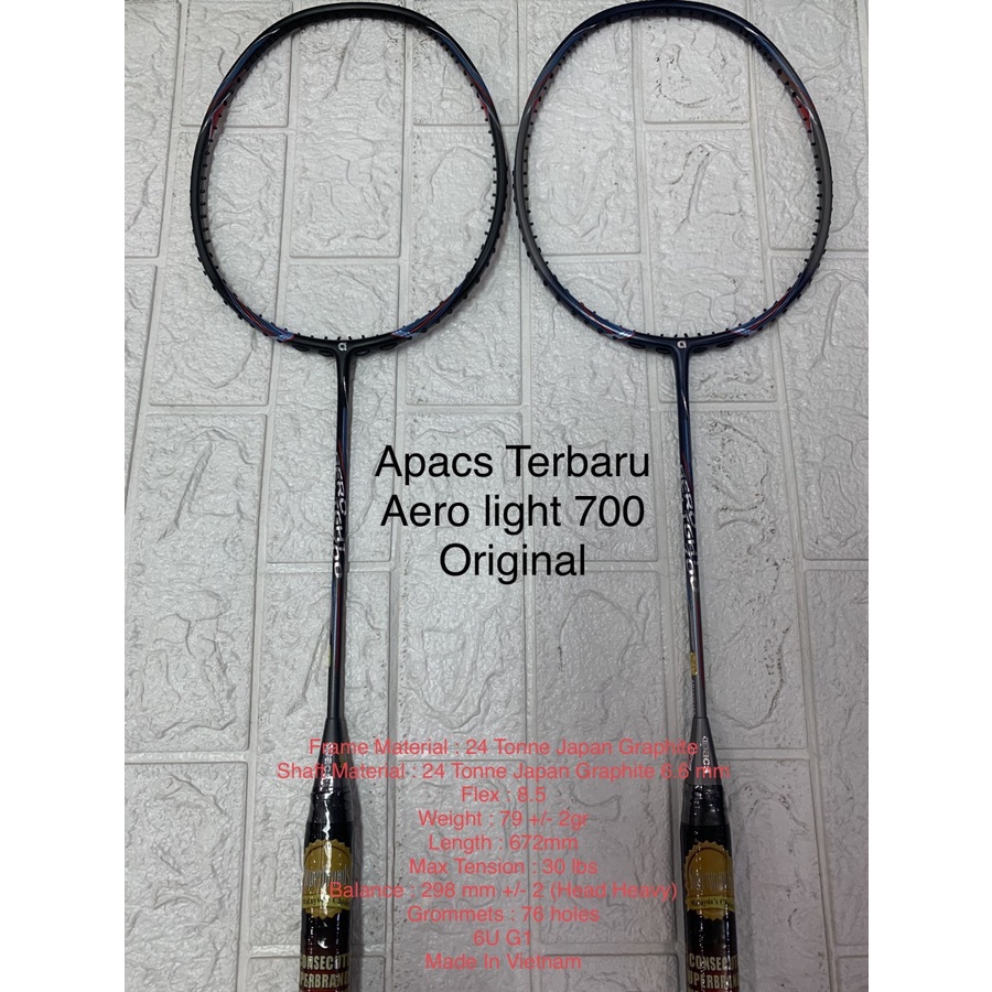 Raket Badminton APACS AERO LIGHT 700 grip 6U G1 original