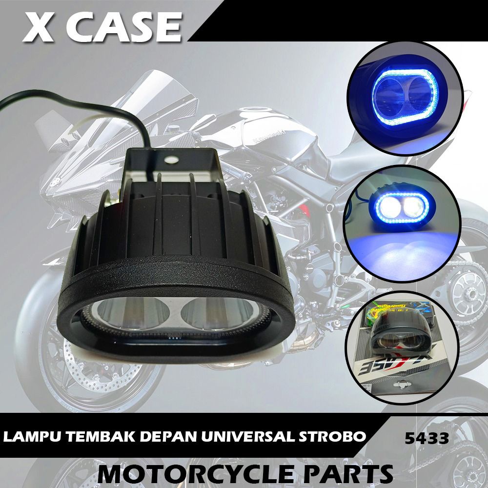 lampu depan strobo lampu tembak strobo mini led 2 mata universal semua motor