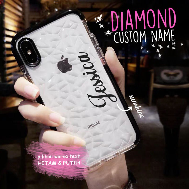 Diamond Softcase Custom Nama Iphone 12 pro Oppo a12 a3s a5s a7 Samsung a11 a10 a50 Vivo Xiaomi Realm