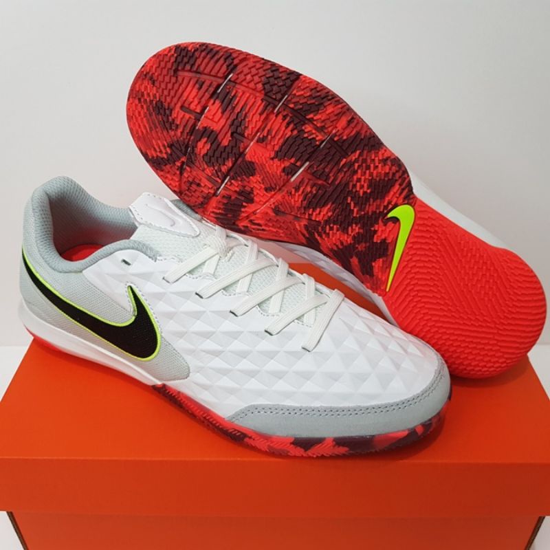Sepatu Futsal Nike Tiempo Legend 8 Academy White Grey Black Crimson IC