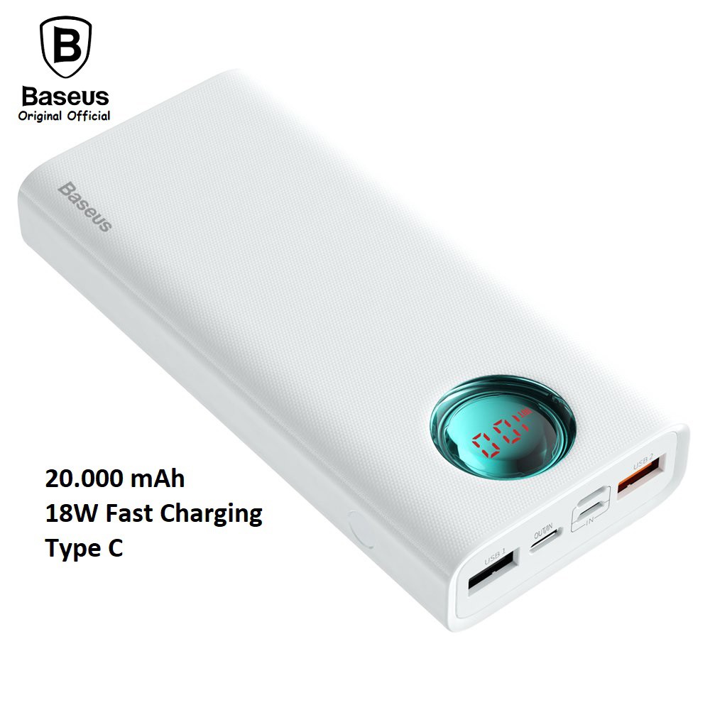 BASEUS ORIGINAL Powerbank Amblight 20000mAh Power Bank 20000 mAh 18W 3A Fast Charging Quick Charge