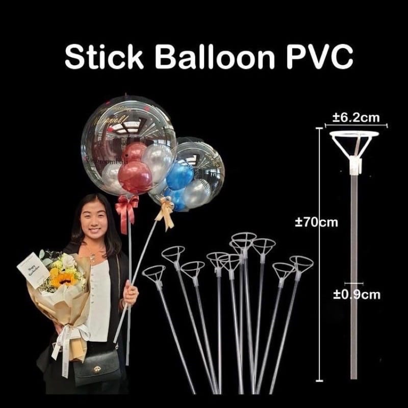 Stick and cup bening balon pvc / stik cup balon pvc bening 70cm