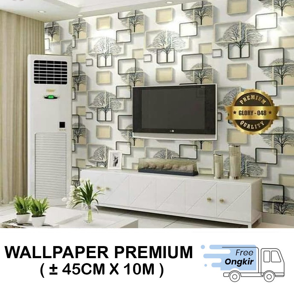 Wallpaper Stiker Dinding Motif kotak coklat Size 45cm x 