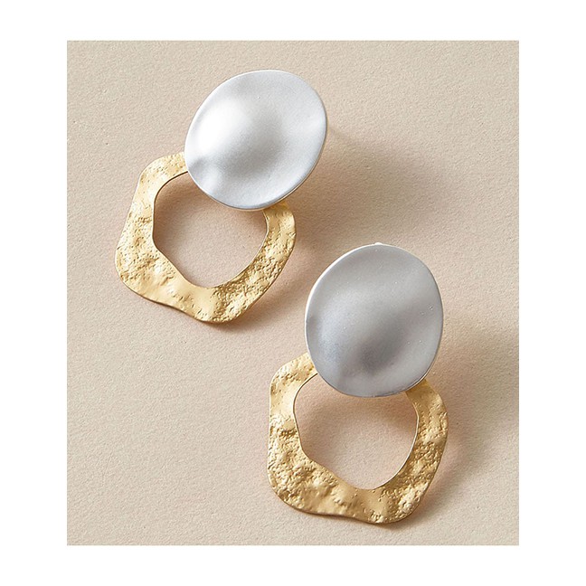 LRC Anting Tusuk Fashion Geometry Circle Letter Tassel Pearl Flower P51333