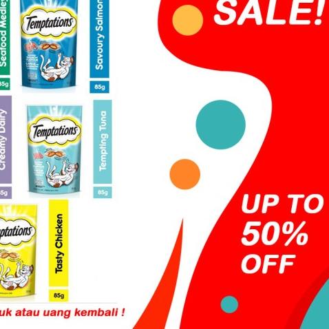 SNACK KUCING WHISKAS TEMPTATIONS 85GR CEMILAN KUCING PREMIUM - TUNA