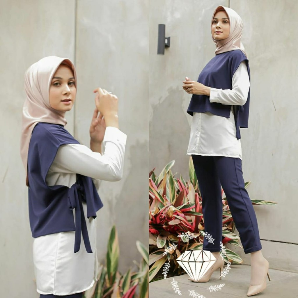Baju Setelan Nus 3in1 Setelan Celana Muslimah | Baju Stelan Hijabers | Pakaian Kantor Wanita