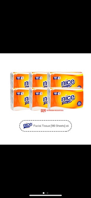 Nice Facial Tissue 180 Sheets [6 Pack]
