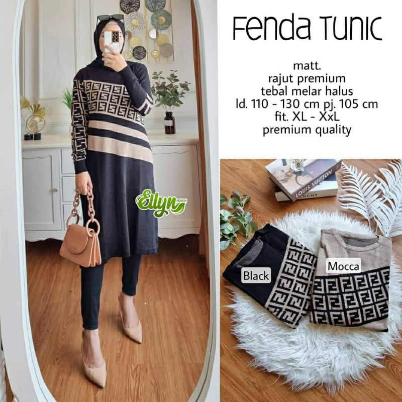 Fenda Tunic, TUNIK RAJUT JUMBO WANITA CANTIK FIT XL-XXXL LD 110-130 BAHAN RAJUT PREMIUM MELAR KEKINIAN OOTD