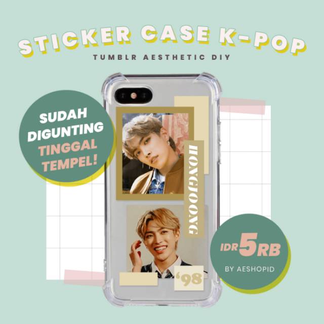 DIY sticker case Ateez set stiker hp kpop tumblr aesthetic wooyoung yunho jongho seonghwa yeosang