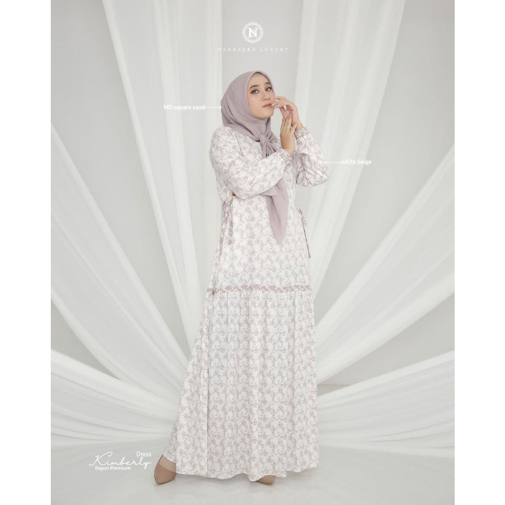 Best Seller  New Kimberly Dress by Nadheera Luxury/ pakaian Wanita/Dress Gamis Adem Bahan Katun Rayo