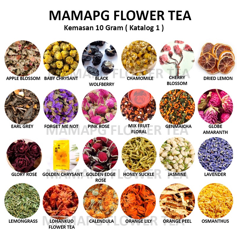 

10 GRAM FLOWER TEA / BUNGA TEH / TEH telang lavender chamomile chrysanthemum 50 JENIS