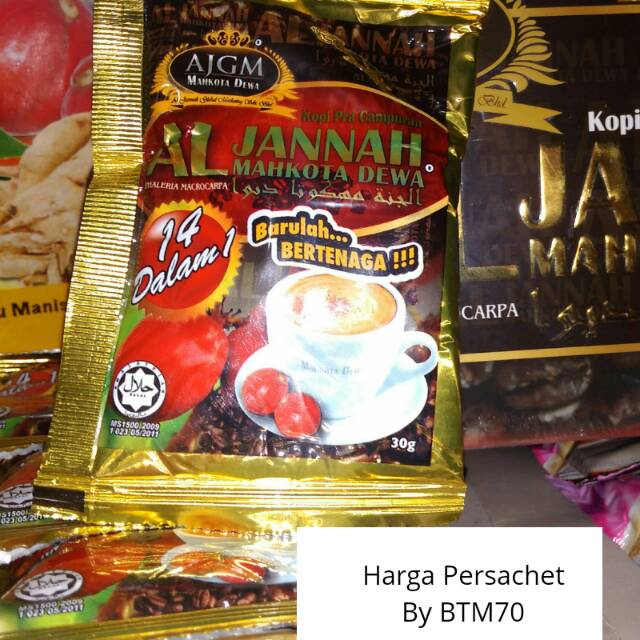 

Kopi al jannah aljannah mahkota dewa AJGM per Sachet ori herbal Malaysia