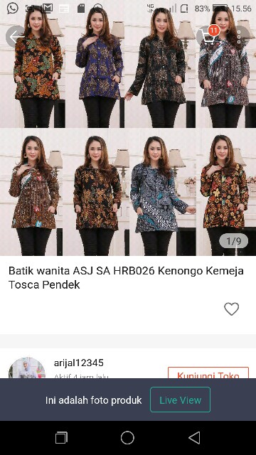 Batik Wanita Asj Sa Hrb026 Kenongo Kemeja Tosca Pendek
