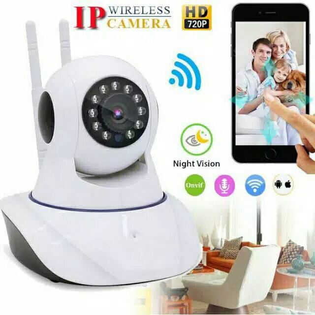 Ip Camera CCTV Wifi With 2 Antena Wireless P2P HD 720p Infrared Night Vision