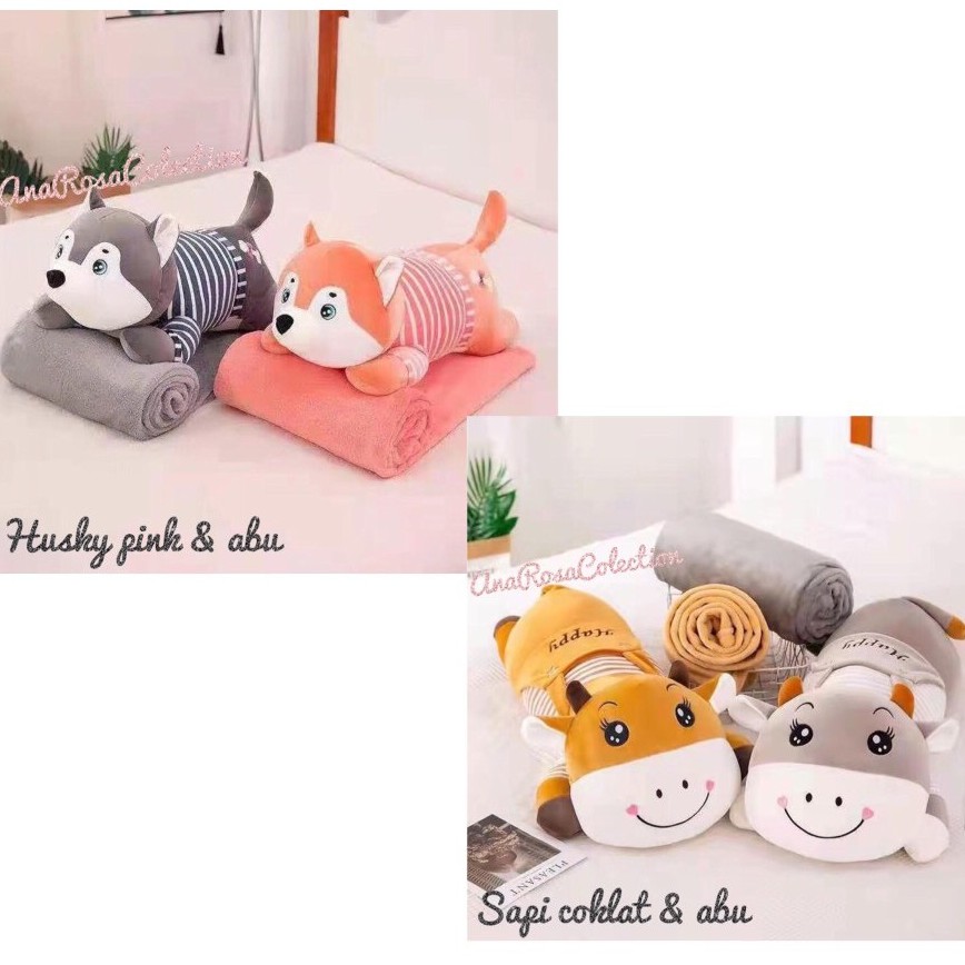 Boneka Selimut Balmut Bantal Selimut Motif Karakter Animal imut Lucu Lembut Nyaman