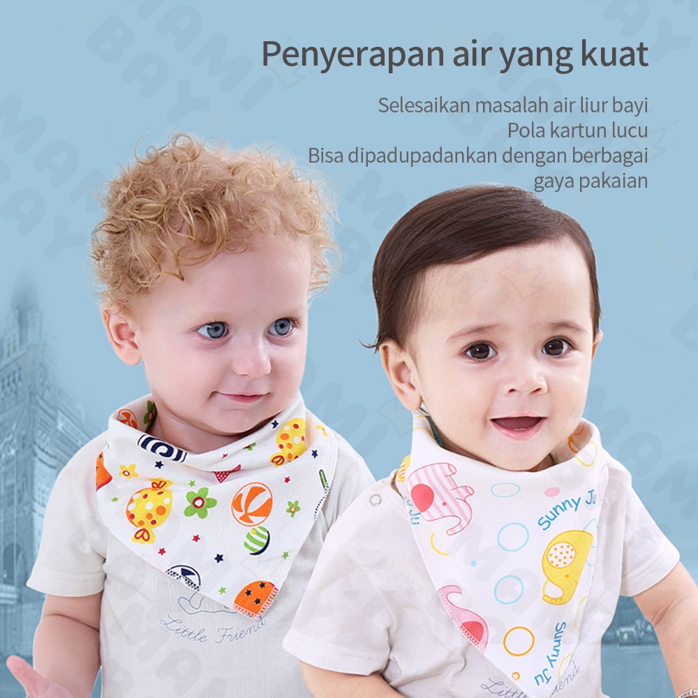 Mamibayi Bib bayi bahan katun bentuk segitiga celemek bayi  katun motif