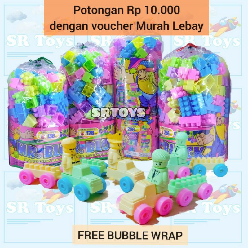 (ONGKIR 1KG) Mr. Block ORI 236 Blocks Bongkar Pasang Edukasi Mainan Anak