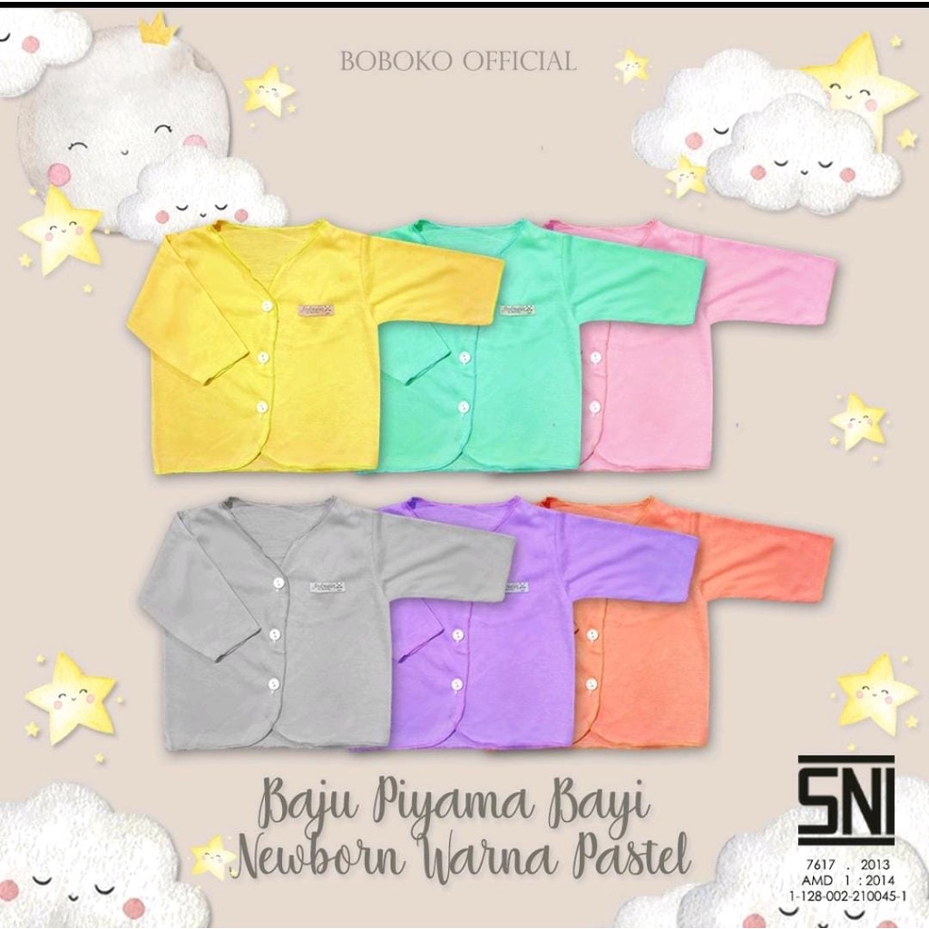 BOBOKO Baju Atasan Bayi Newborn Warna Pastel 0-4 Bulan