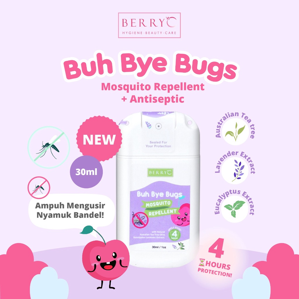 BerryC - Buh Bye Bugs Mosquito Repellent (BBB) Berry C dengan Antibacterial Spray 30ML / 100ML - Anti Nyamuk untuk Anak &amp; Dewasa