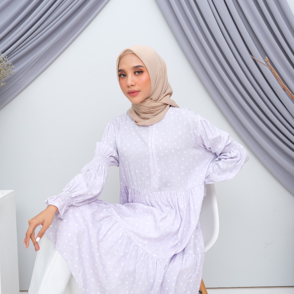 TUNIK POLKA -  TUNIK WANITA MUSLIM MOTIF RAYON VOILD by Raline Mode
