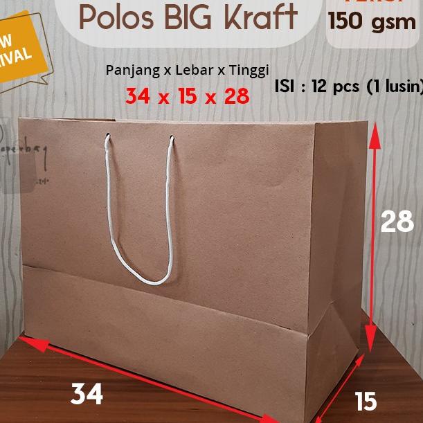 

Paper Bag/Tas Kertas Paperbag Polos Kraft Landscape 34 x 15 x28 150gsm
