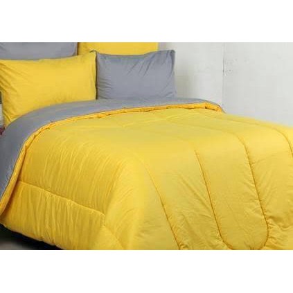 bedcover set sprei polos abu kuning star160-180x200