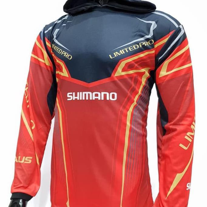 kaos jersey mancing-baju mancing bertopi bertopi shimano merah grade ori -gallspt