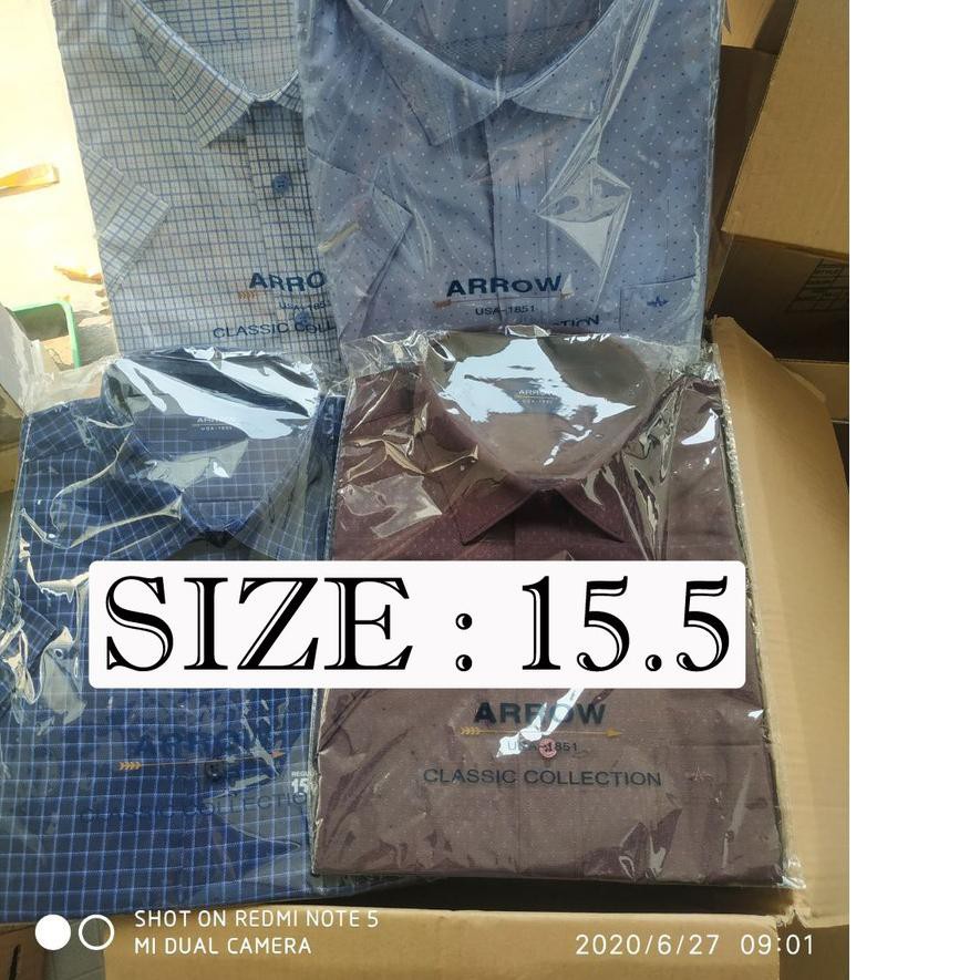 ☞ Kemeja Reguler Fit Lengan Pendek Merk ARROW Size 15.5 ™