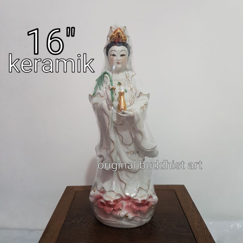 patung dewi kwan im berdiri keramik 16 inch
