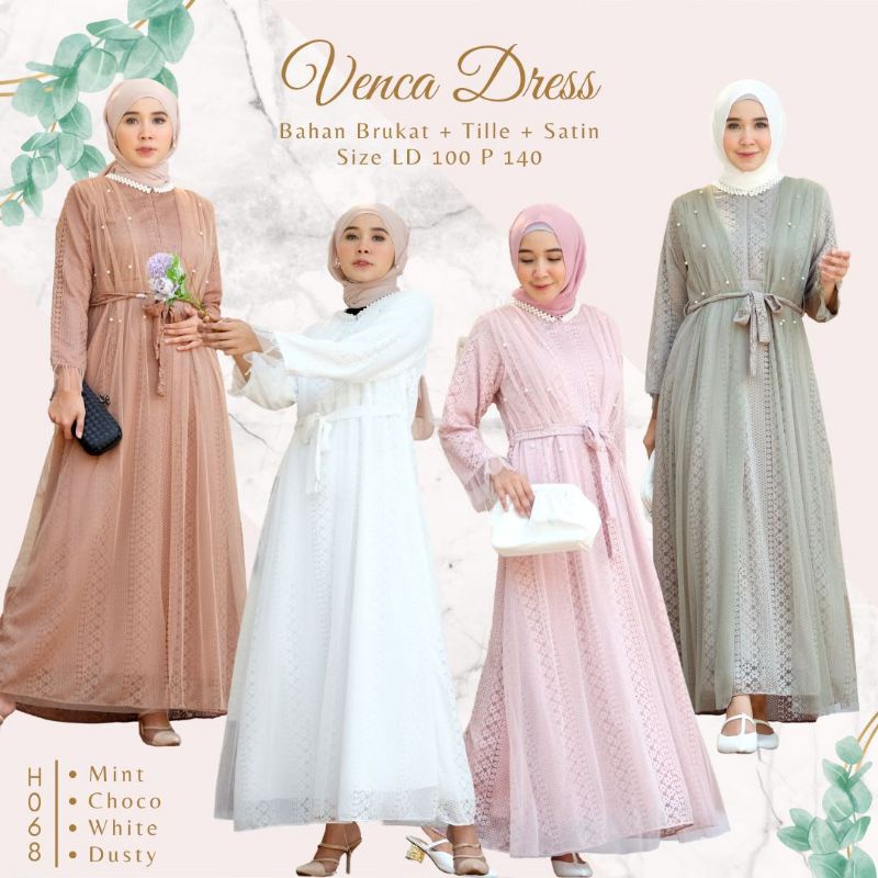 Baju Gamis Maxi gaun gown venca dress muslim lebaran pesta kondangan prewedding putih brukat brokat 