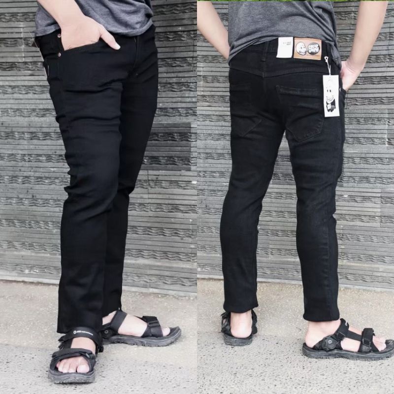 [HARGA PROMO!!] COD Celana Jeans Pensil Strecth Slimfit Skinny Pria Cheap Monday HITAM BLACK NAUMI