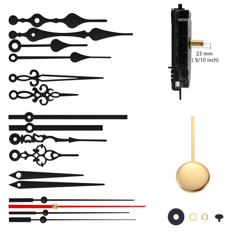 DIY Wall Clock Pendulum Movement Mechanism with 6 Pairs Hands Quartz Repair Shaft for Craft Frameless Clock Replacement