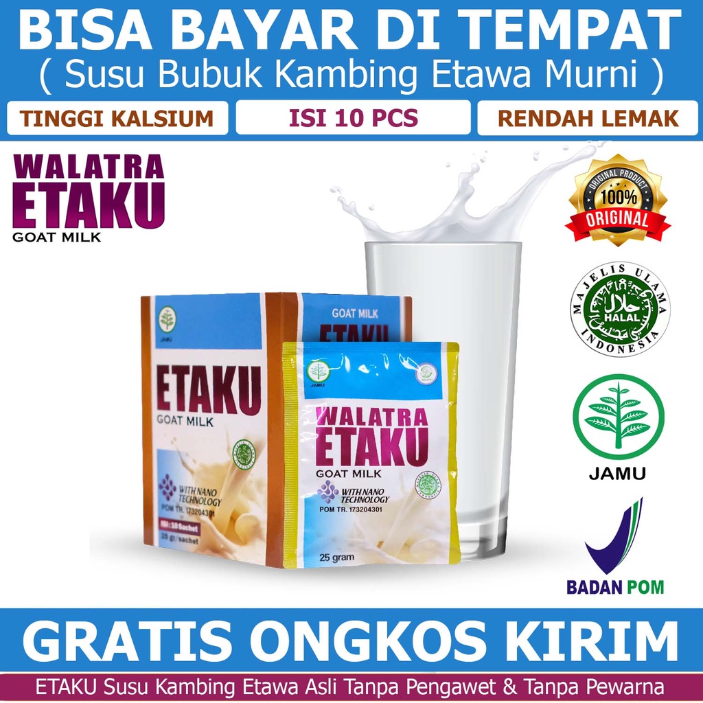 

Etaku Goat Milk Krimer Bubuk Susu Kambing Etawa Etawaku Platinum Bebas Pengawet Rendah Gula Isi 10 Pcs Paling Asli