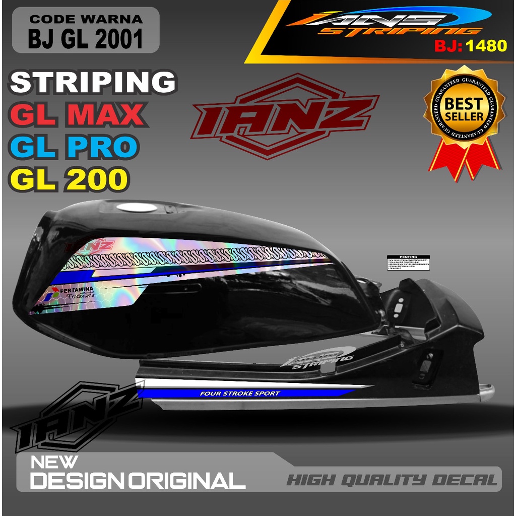 STIKER STRIPING GL MAX GL PRO GL 100 VARIASI HOLOGRAM /  STIKER GL MAX VARIASI HOLOGRAM / STIKER HOLOGRAM / STIKER MOTOR