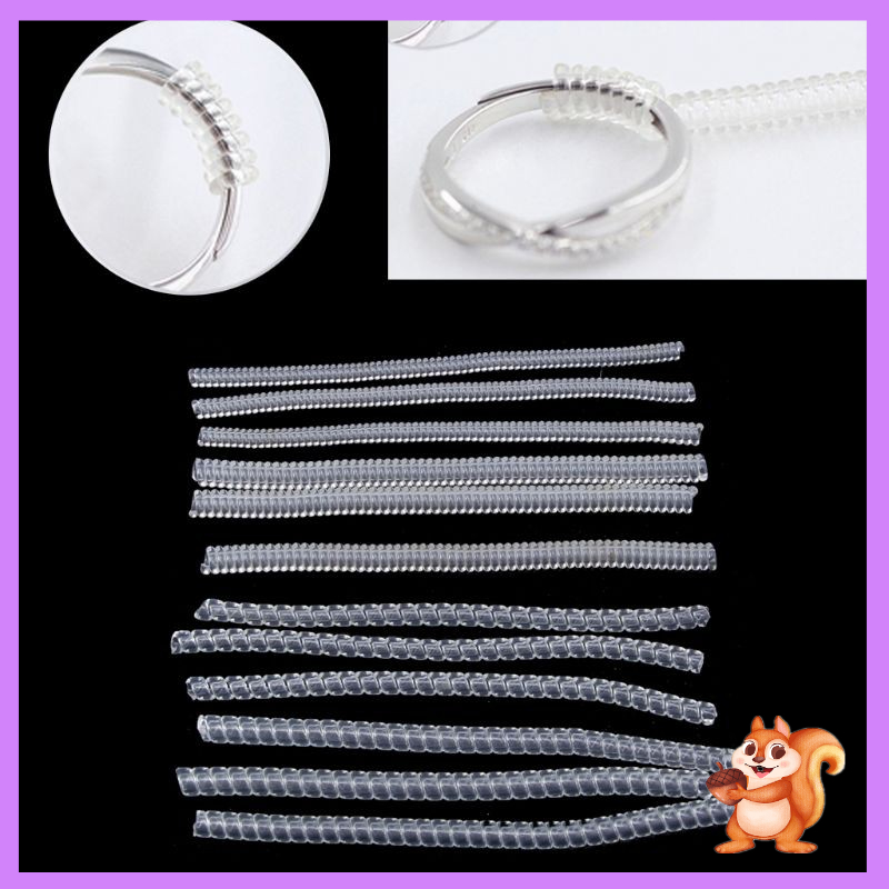 Moonlight 12pcs / Pak Alat Pengencang / Pengatur Ukuran Cincin Model Spiral 4 Ukuran Untuk Perhiasan