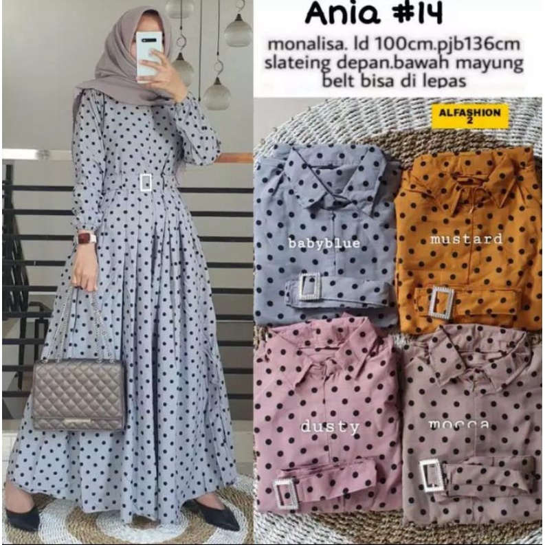 Gamis Polka Ori Solo Terbaru Ania Maxy by Alfashion Solo