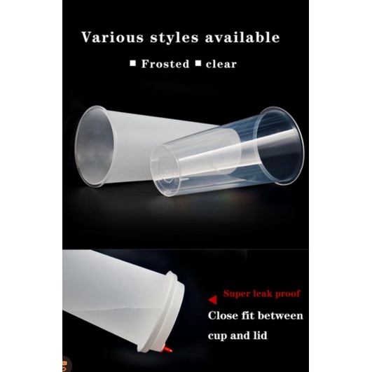 GELAS CUP (25) 700ML PLASTIK PP Inject 24OZ TUTUP BENING 12OZ 14OZ ECO FRIENDLY GELAS MINUM KEMASAN