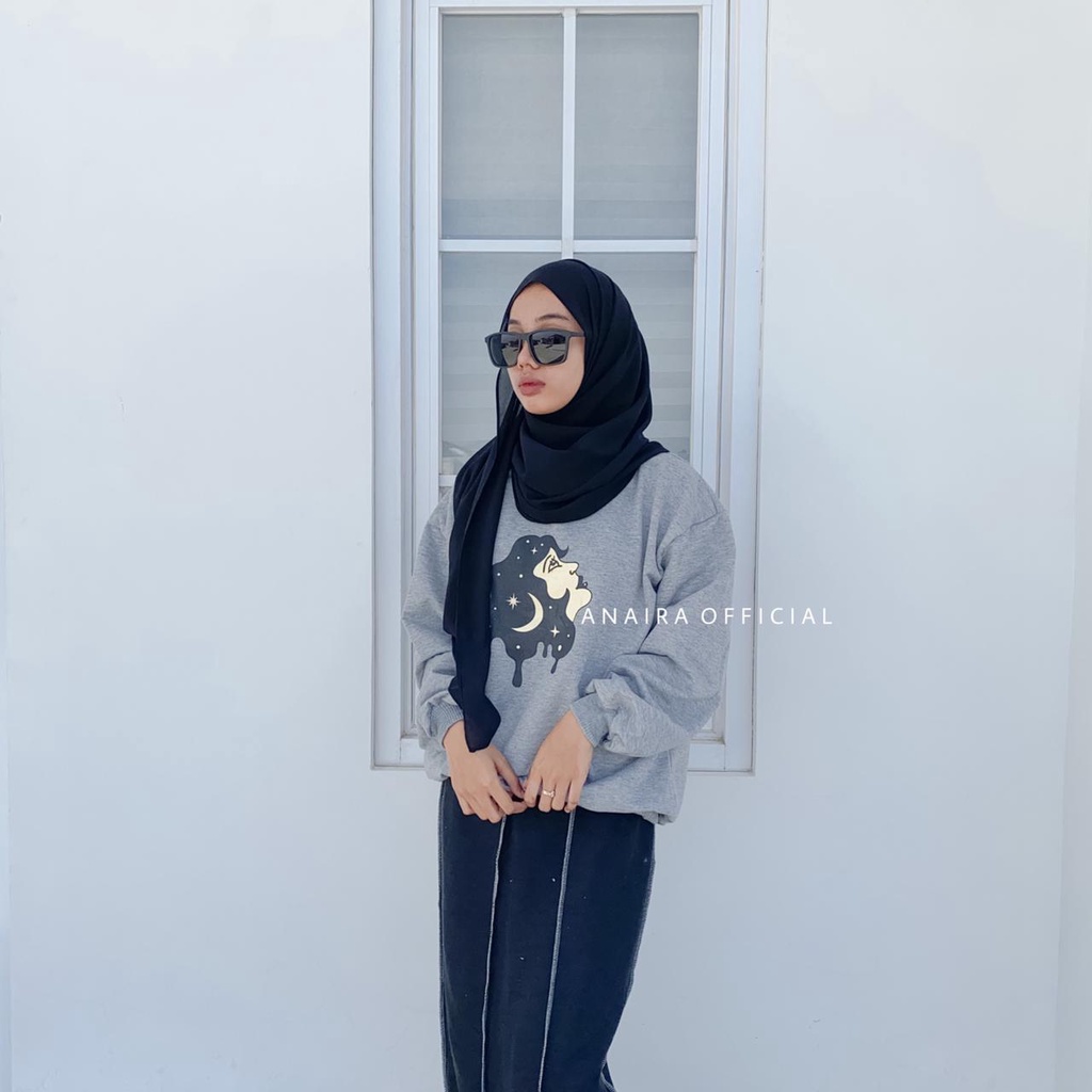 SWEATER WANIITA MOON ANAIRAOFFICIAL SWEATER OVERSIZE WANITA SWEATER CEWEK SWEATER OVERSIZE CEWEK CREWNECK CEWEK CREWNECK WANITA