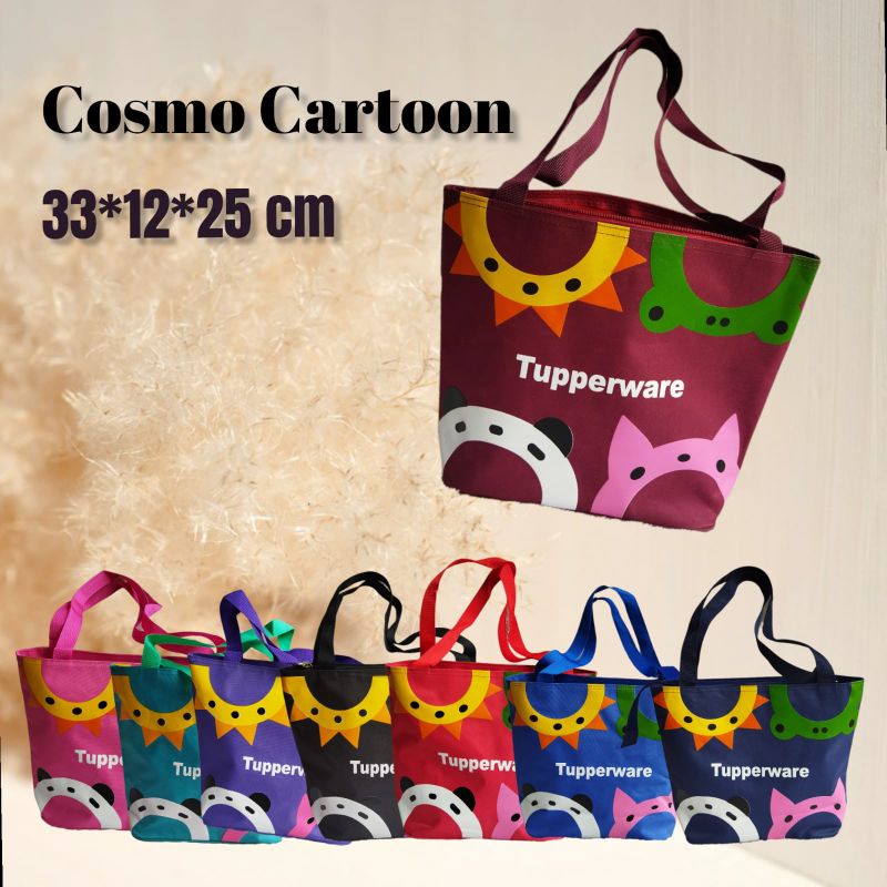 Tas Cosmo Cartoon Tupperware Zipper bunga es Tupperware