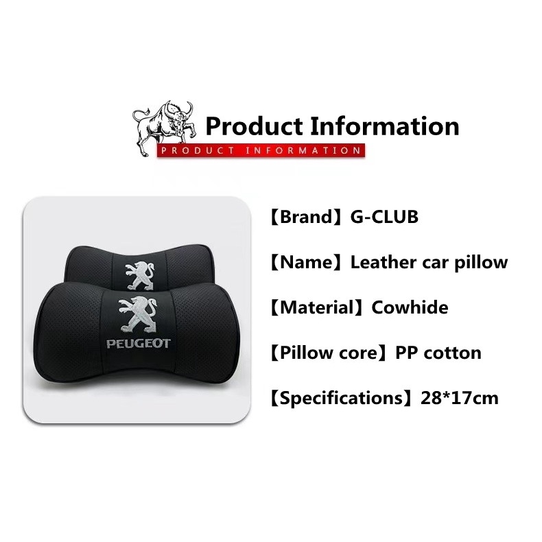 G-club Bantal Sandaran Kepala Bahan Kulit breathable Untuk Peugeot