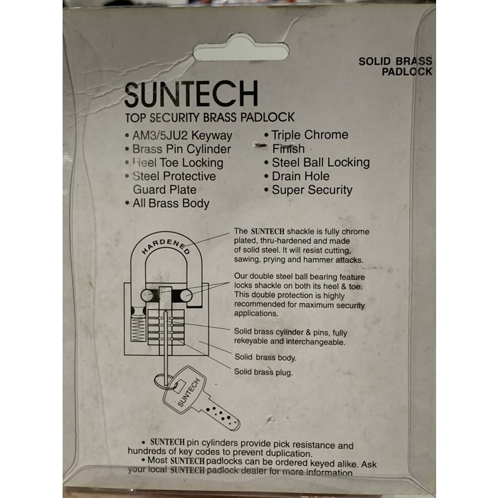 Gembok Kunci Komputer Full Kuningan Asli SUNTECH 50mm
