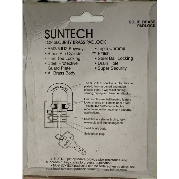 Gembok Kunci Komputer Full Kuningan Asli SUNTECH 50mm