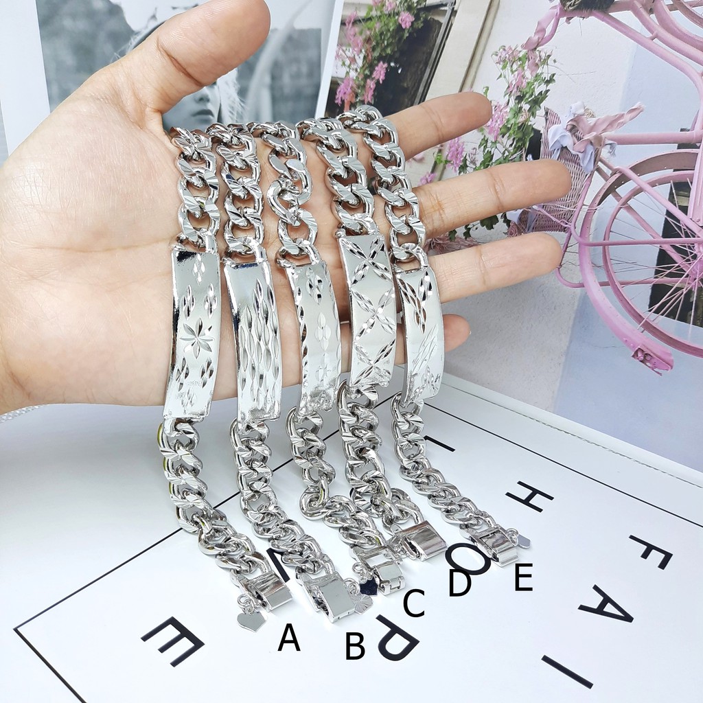 Gelang Rantai Tebal  Warna Silver Yaxiya Lapis Emas Putih - BB609