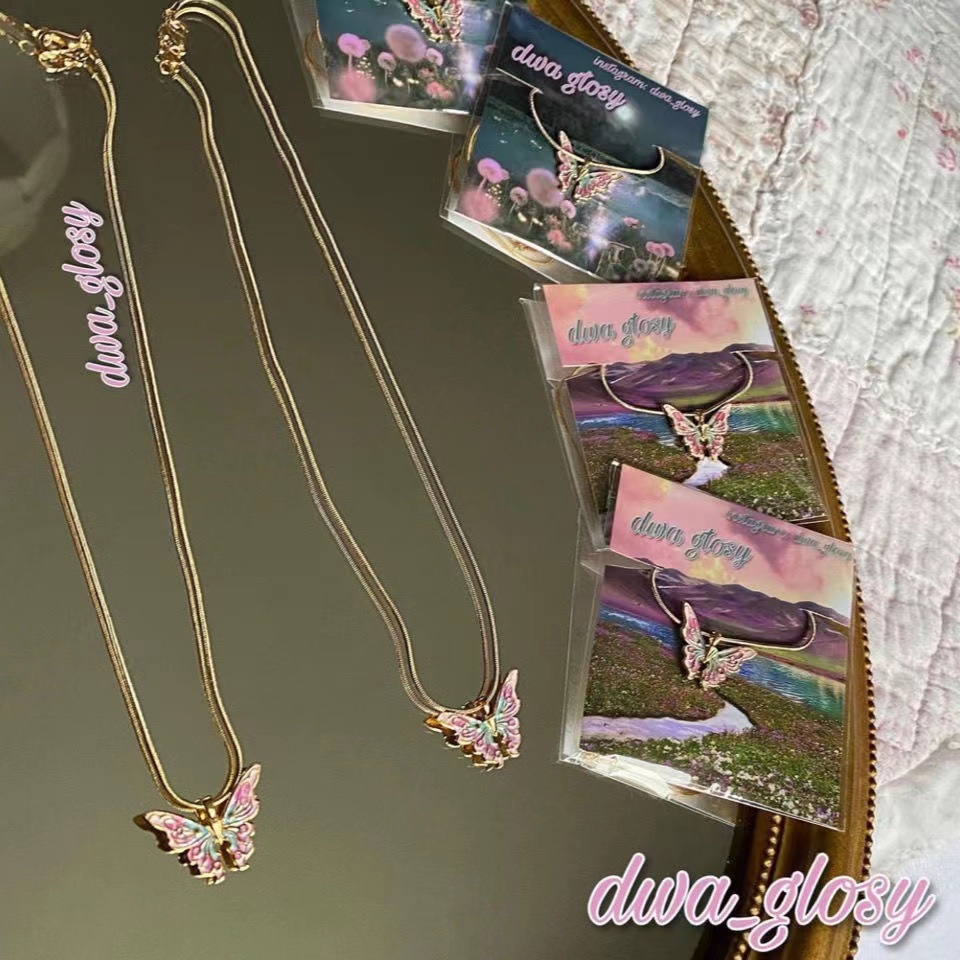 Kalung Rantai Butterfly Aksen Mutiara Untuk Aksesoris Boneka Barbie