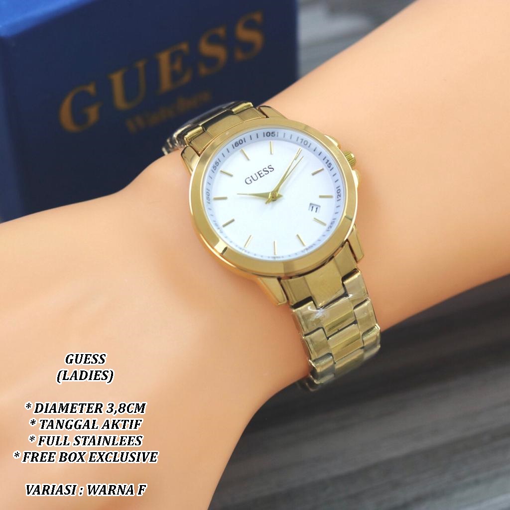 (FREE BOX) JAM TANGAN WANITA FASHION RANTAI BODY BULAT TANGGAL AKTIF