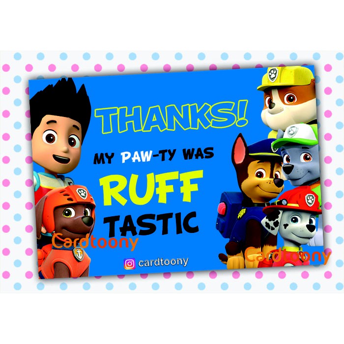 

Souvenir Kartu Ucapan Terima Kasih Paw Patrol (thanks card)