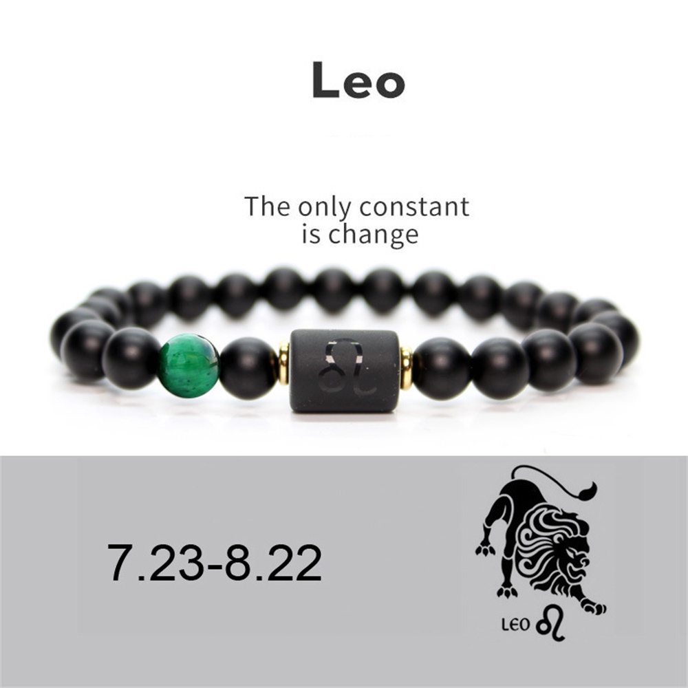 Gelang Manik-Manik 12 Zodiak Warna Hitam Matte Untuk Pasangan