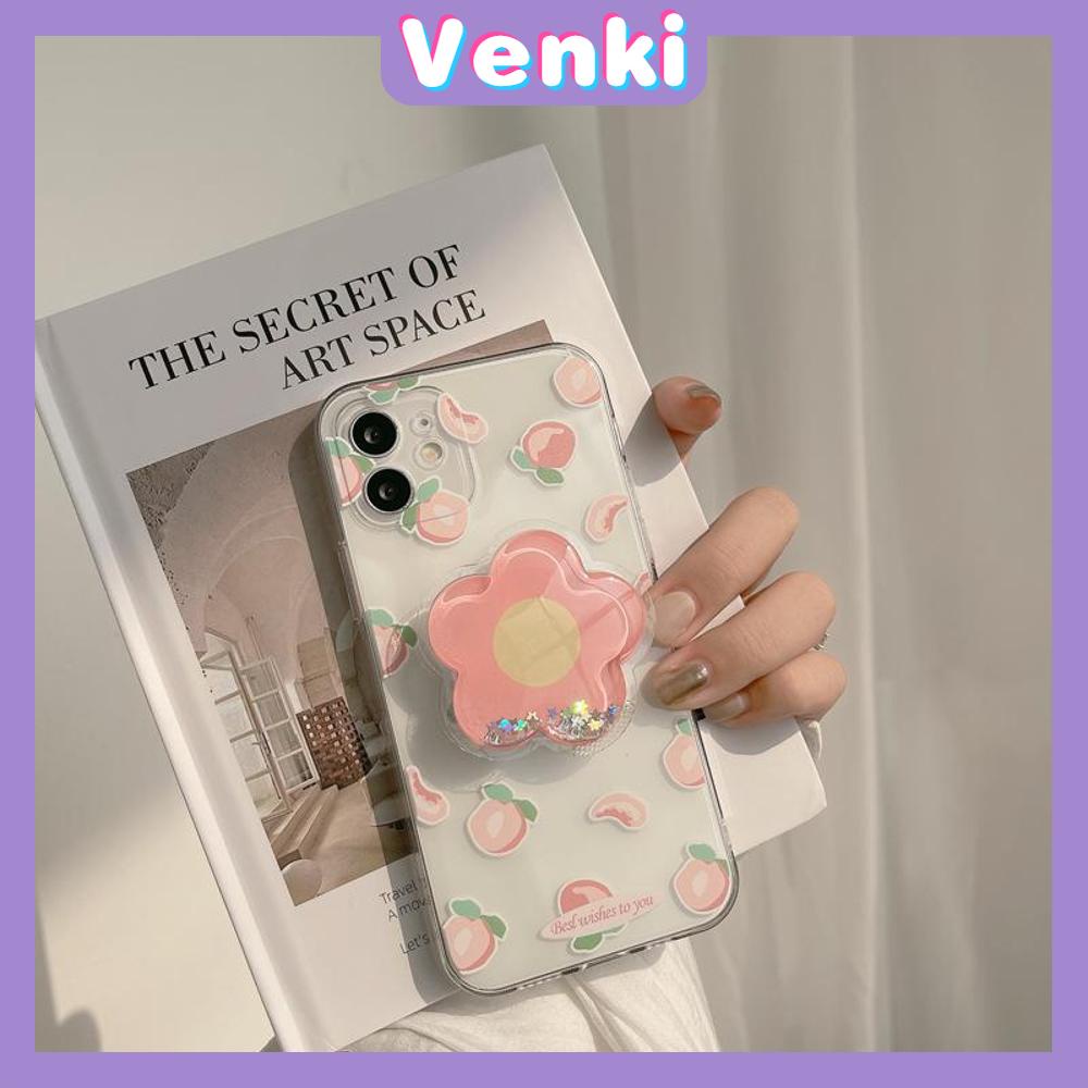 Soft Case Silikon Transparan Motif Bunga Dengan Popsocket Untuk Iphone 13 Pro Max 12 11 Pro Max 7