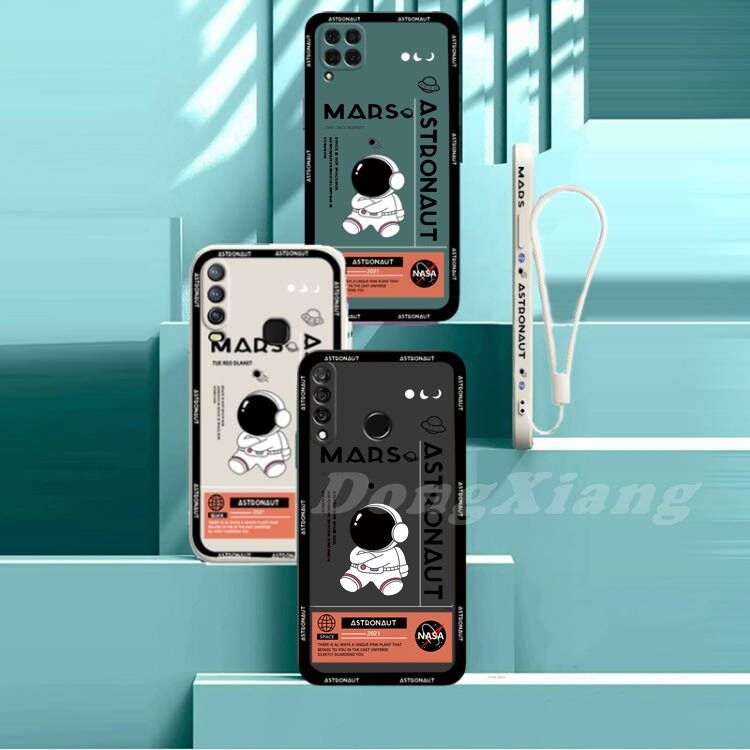 Casing Redmi A12 Softcase Note 12 Pro Note11S Redmi10C 10 9T 9A 9C Note10 Pro Note9 Note8 Poco M3 X3Pro X3NFC Keren Mars Astronot Lembut TPU Motif Samping Phone Cover Dengan Tali