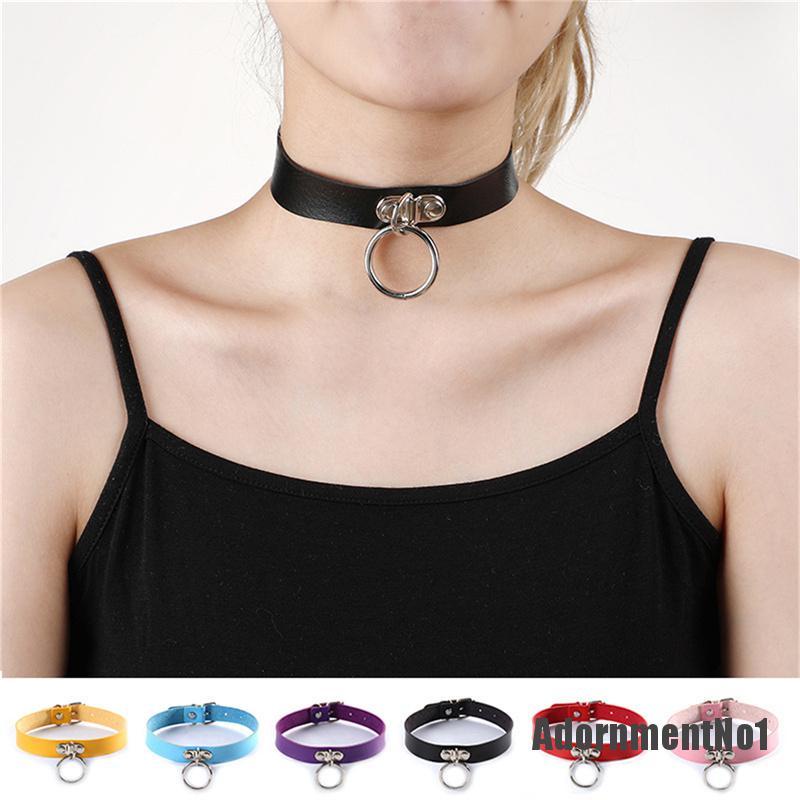 (Adornmentno1) Kalung Choker Bahan Kulit Imitasi Model Punk / Gotik Untuk Wanita